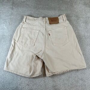Vintage 90s 551 Relaxed Fit Mom Shorts Tan Khaki Denim High Waisted Made in USA